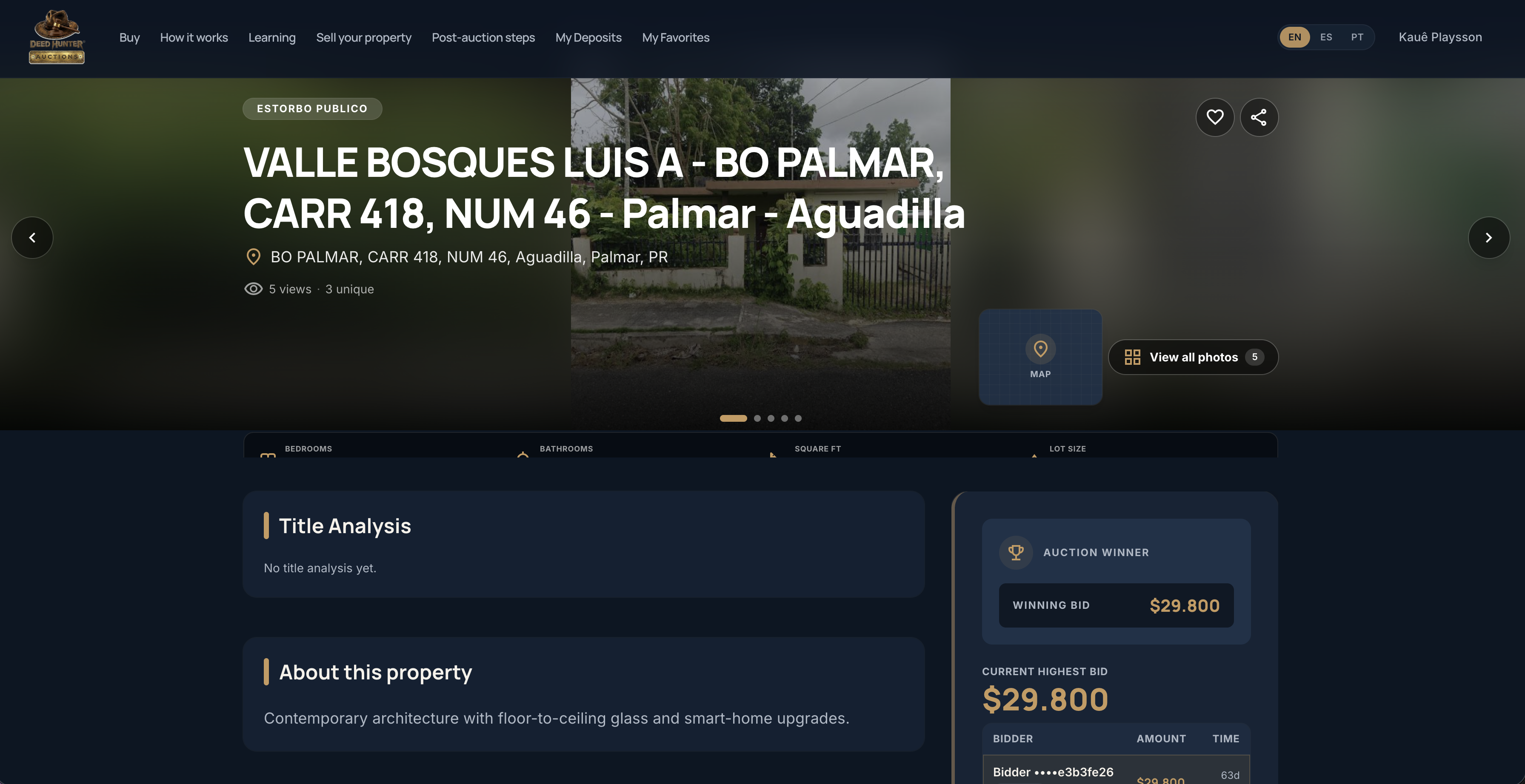 Detalhe de imóvel na Deed Hunter